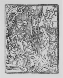 Påven, från Dödsdansen, ca. 1526, utgiven 1538.