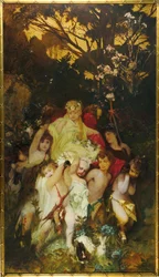 Modern Amoretti, Triptyk, centralpanel, 1868.
