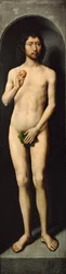Adam. Sidovingen av Johannes Döparens lilla triptyk - Hans Memling (1433/40-1494). Olja på trä, ca 1485. Mått: 69,4x17,2 cm. Konsthistoriska museet, Vienne