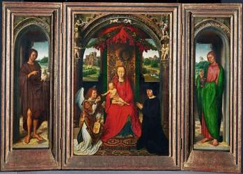 Johannesaltaerchen, litet altare för Johannes Döparen och Johannes Evangelisten (målning på askträ)