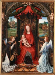 Madonna med barn, ängel med violin i handen (flämtar)