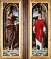St John Baptist and St Lawrence, av Hans Memling (cirka 1430-1494)