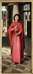 Triptyk av John Donne: högra luckan, Saint John Evangelist, namnhelgon till Sir John Donne (olja på ek)