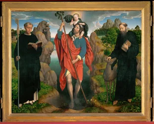 Triptyk av Sankt Kristoffer (målning på ek)