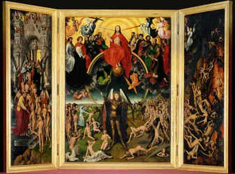 Triptyk med den yttersta domen. Mittpanel (triptyk på panel)