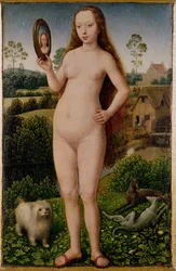 Fåfänga, mittpanelen i Triptyken om jordisk fåfänga och gudomlig frälsning, ca 1485