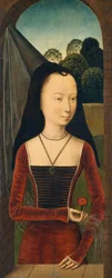 Ung kvinna med en rosa, ca. 1485-90.