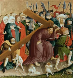 Kristus bär korset. Wurzachaltarets vingar, 1437