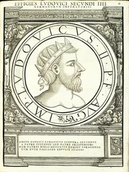 Luis II, illustration från "De romerska kejsarna i hela öst och väst"