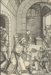 Kristus som renar templet, från spegeln av vår Herre Jesu Kristi passion, 1507.