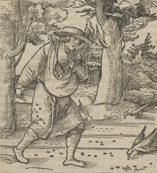 The Birds Eating the Seeds of the Sower, från Hymmelwagen auff dem, wer wol Leben..., 1517.