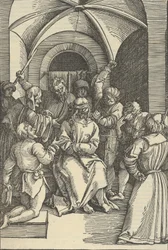 The Mocking of Christ, från spegeln av vår Herre Jesu Kristi passion, 1507.