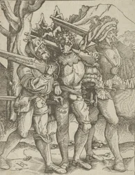 Tre soldater med musköter, ca. 1511-15.