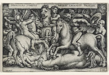 Hercules Fighting against the Trojans, 1545 (gravyr på lagt papper)