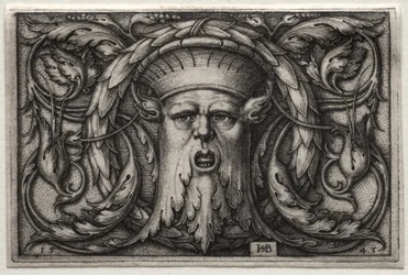 Prydnad av Satyrhuvud och krans