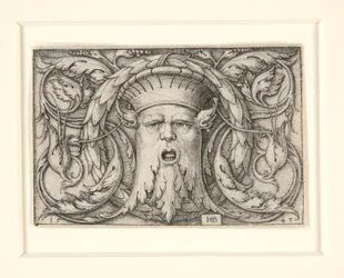 Panel med en Mascaron (prydnad med en mask)