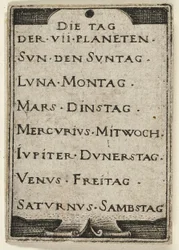 Titelsida, från De sju planeterna med zodiakerna