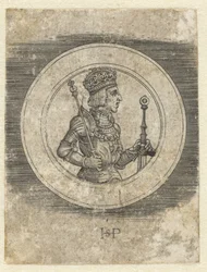 Framsida av medalj med porträtt av kung Ferdinand I av Ungern och Böhmen, halvlångt