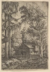 Stuga bland träd, 1551.