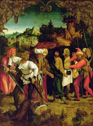 Halshuggningen av St. Paul, från en polyptyk som skildrar scener från SS:s liv. Peter och Paul (uppgift om 86832)
