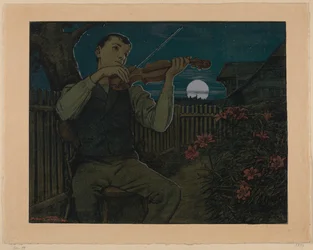Violinist i månsken