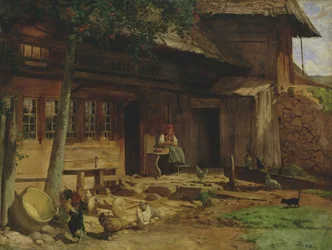 Föräldrahemmet i Bernau, 1866 (olja på duk på kort)