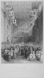 Installation av Londons överborgmästare i Guildhall, City of London, 1838.
