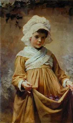 Samla plommon (olja på panel)