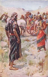 Elijah och Ahab, illustration från Pictures That Teach The Crown Series, 1920