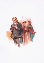 Hamlet och Polonius, illustration från Hamlet