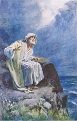 St John på ön Patmos, illustration från Harold Copping Pictures: The Crown Series, ca 1920-talet