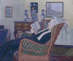 Interiör med konstnärens mor 1917-18 (olja på duk)