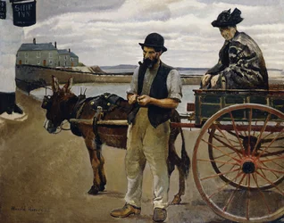 Man med en kvinna i en vagn