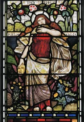 Falsehood, från Piers Ploughman, av William Langland, 1873 (målat glas)