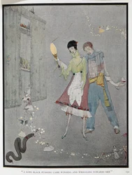 "En lång blodpudding kom slingrande och slingrande mot henne." En illustration till berättelsen, 