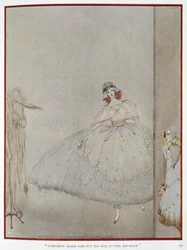"Nyfikenhet fick honom att lägga ögat på nyckelhålet." Illustration till berättelsen, 