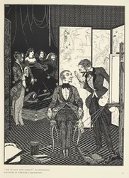 "Har ingen kopia tagits?" frågade han och granskade den genom ett mikroskop. Illustration till berättelsen "djävulen i klockstapeln".