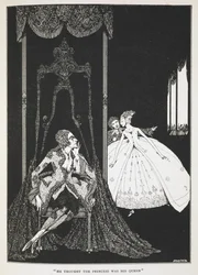 "Han trodde att prinsessan var hans drottning". Illustration till berättelsen, 