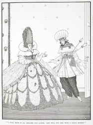 "Jag kommer att ha det så," svarade drottningen, "och ska äta henne med en sås Robert." Illustration till berättelsen, 