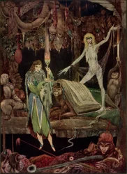 "Methinks, a Million Fools in Choir / are Raving and Will Never Tire", illustration från Faust av Goethe, översatt av John Anster