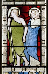 The Crucifixion sidopanel, East Window, 1872 (målat glas)