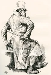 Bill Sikes. Illustration av Harry Furniss till Charles Dickens roman Oliver Twist, från The Testimonial Edition, publicerad 1910.