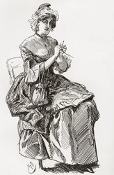 Illustration till Charles Dickens roman A Tale of two citys