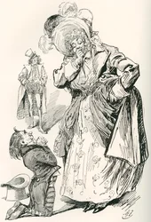 Major Tpschoffki. Illustration av Harry Furniss för en Charles Dickens julberättelse, Going Into Society, från The Testimonial Edition, publicerad 1910.