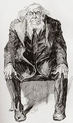 Provis. Illustration av Harry Furniss till Charles Dickens roman Great Expectations, från The Testimonial Edition publicerad 1910.