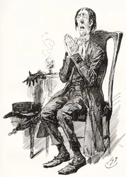 Stiggins. Illustration av Harry Furniss för Charles Dickens-romanen The Pickwick Papers, från The Testimonial Edition, publicerad 1910.