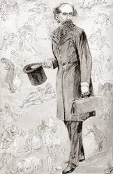Den okommersiella resenären. Illustration av Harry Furniss till novellen The Uncommercial Traveler från The Christmas Books av Charles Dickens, publicerad i The Testimonial Edition från 1910.