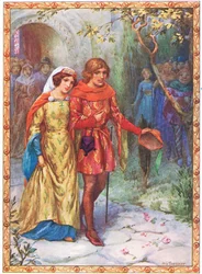 Han gifte sig med en dam av hög börd (ur The Story of Gamelyn) (färglitografi)