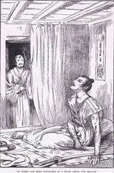 Hans sömn stördes av ett ljud ovanför taket (från More Stories from Raiko) (litho)