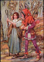 Hladgrun, Olrun och Alvit, ur "Wayland the Smith" i "Northern Legends" av Raphael Tuck (färglitografi)